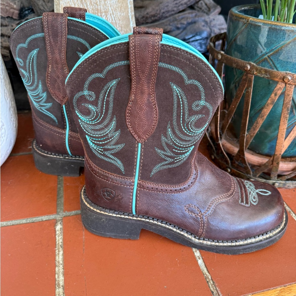 Ariat Brown and Teal Ankle Boots